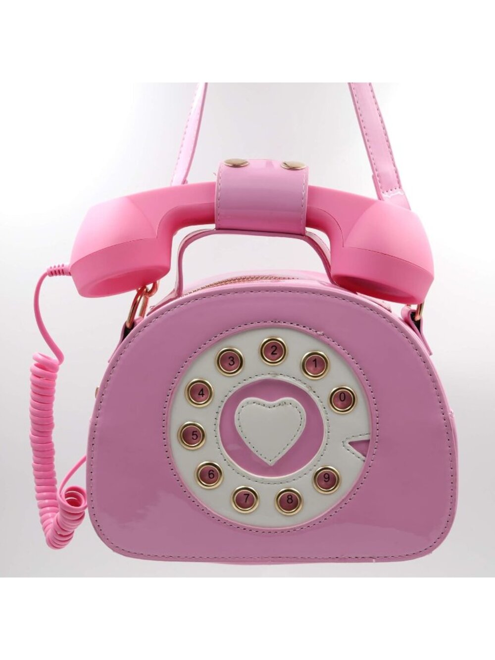 Women's Pink Movable Microphone Retro Dial Telephone Crossbody Shoulder Bags - Picture 5 of 5